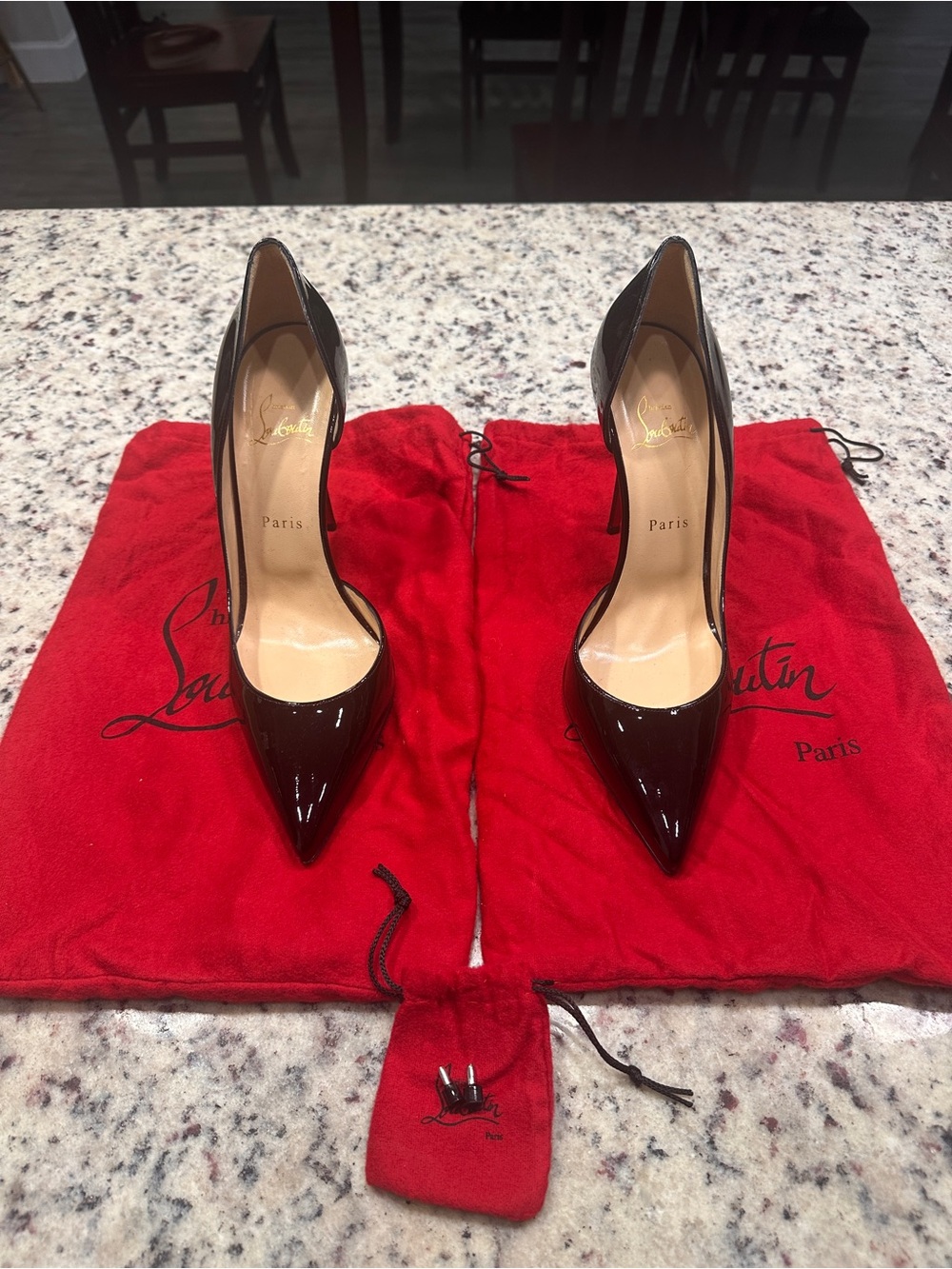 Christian Louboutin Iriza 100mm Black Patent Pointed Toe Pumps